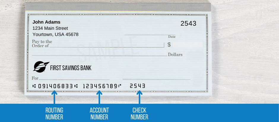 First Savings Bank Routing Number: 091406833