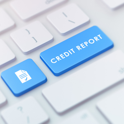 Blue button labeled Credit Report
