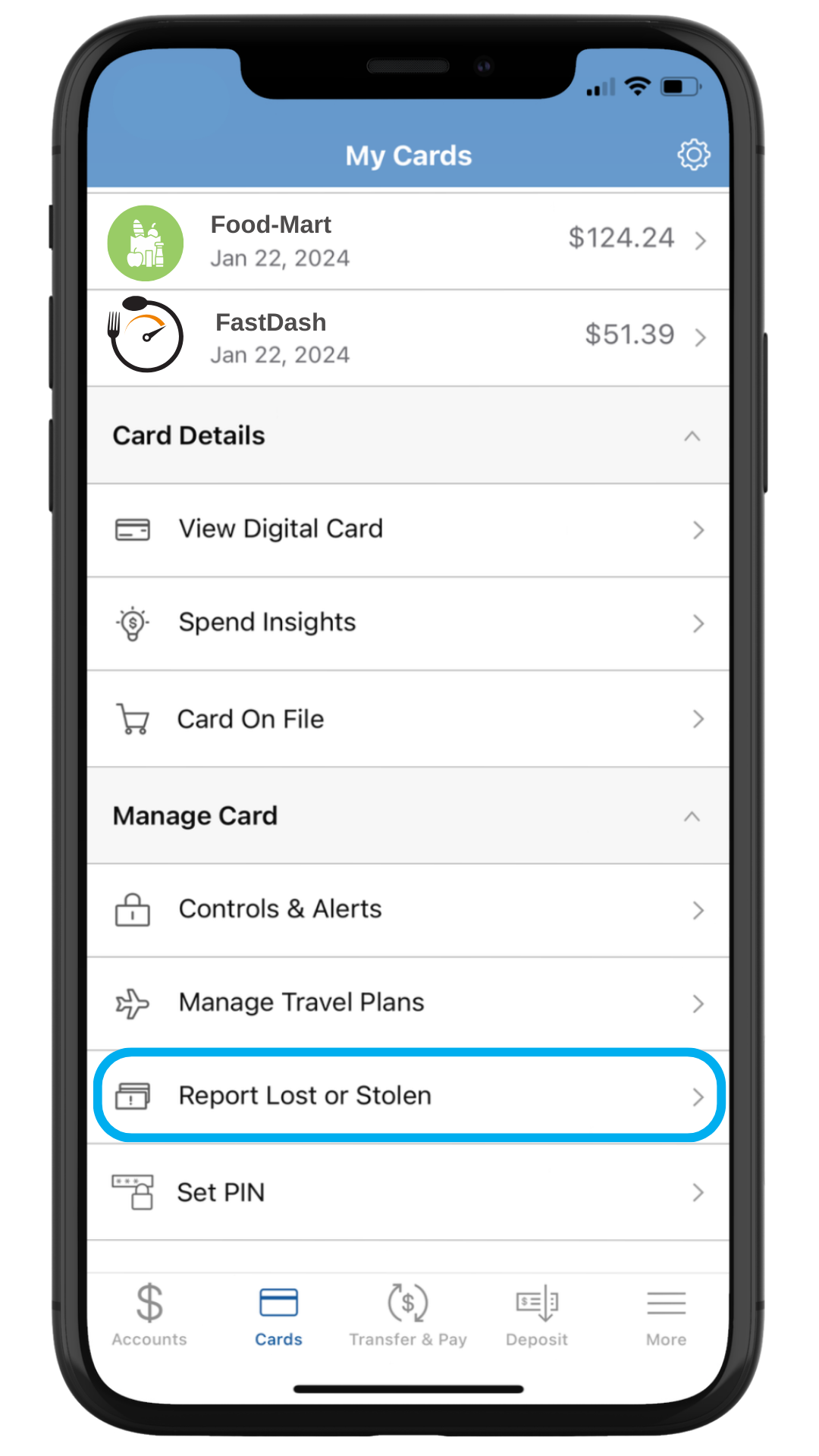 Lost Stolen Consumer Debit Card First Savings Bank Arizona, Nebraska, Nevada, New Mexico